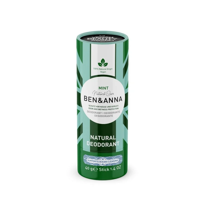 Ben & Anna Mint, naturalny dezodorant w sztyfcie na bazie sody, 40 g