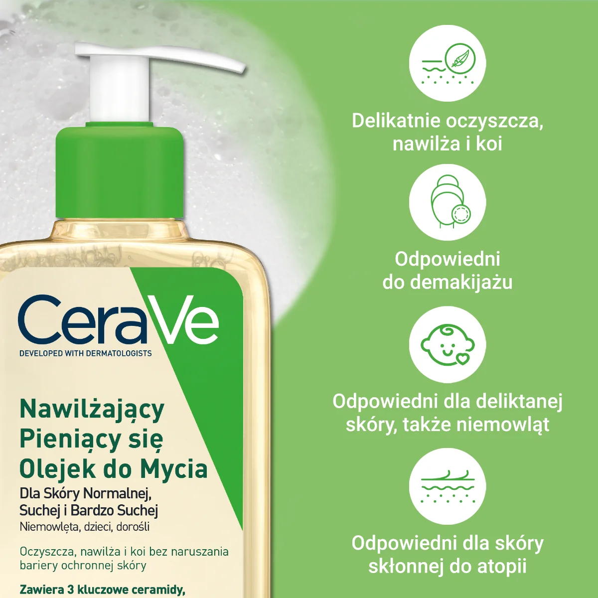 CeraVe nawilżający pieniący się olejek do mycia, 236 ml