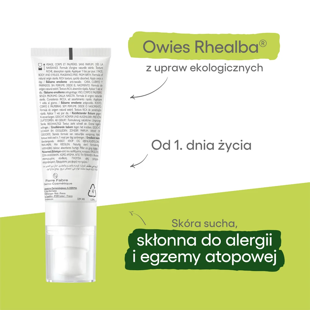 A-Derma Exomega Allergo Emollient Balm balsam do ciała, 40 ml