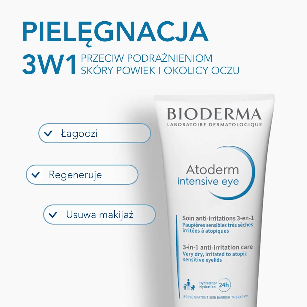 Bioderma Atoderm Intensive Eye 3w1 pielęgnacja podrażnionej skóry powiek, 100 ml