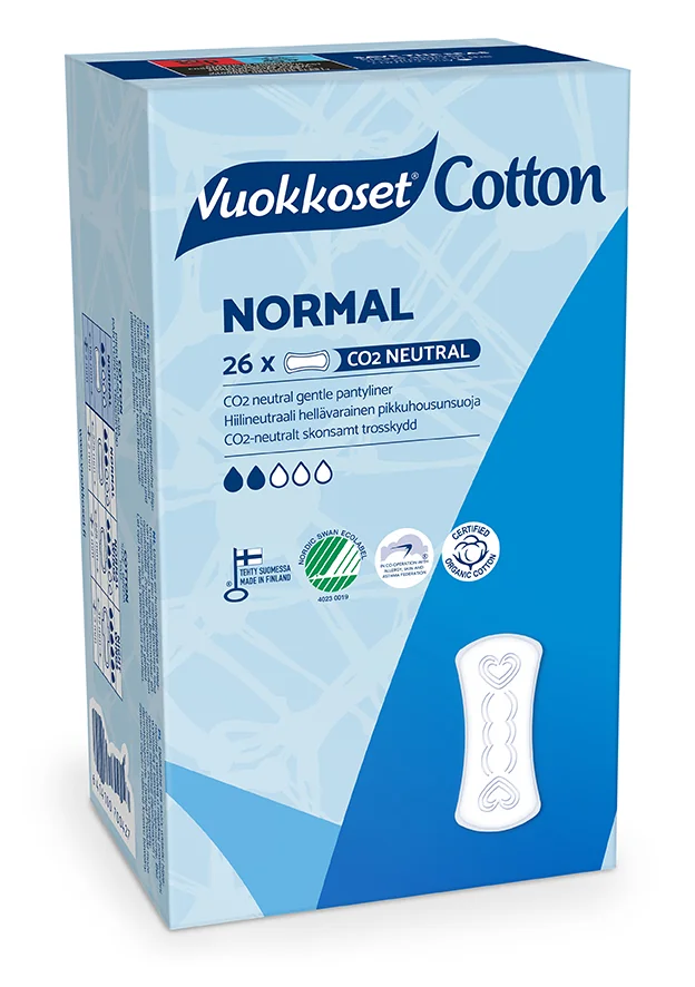 Vuokkoset Cotton Normal, ekologiczne wkładki higieniczne, 26 szt.