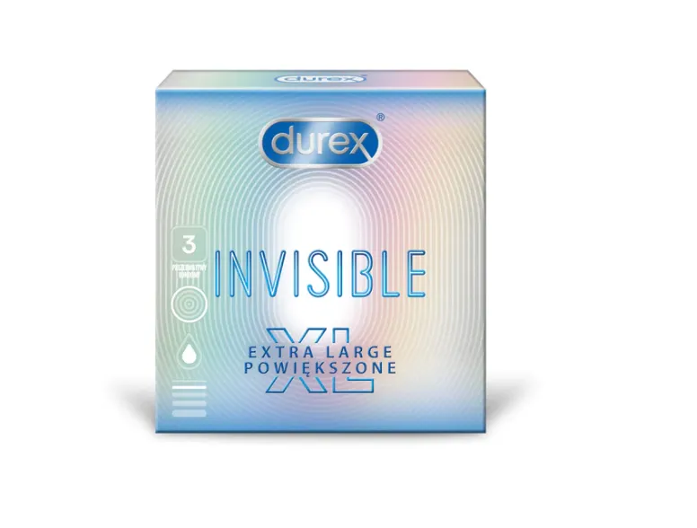 Durex Invisible, prezerwatywy, rozmiar XL, 3 sztuki