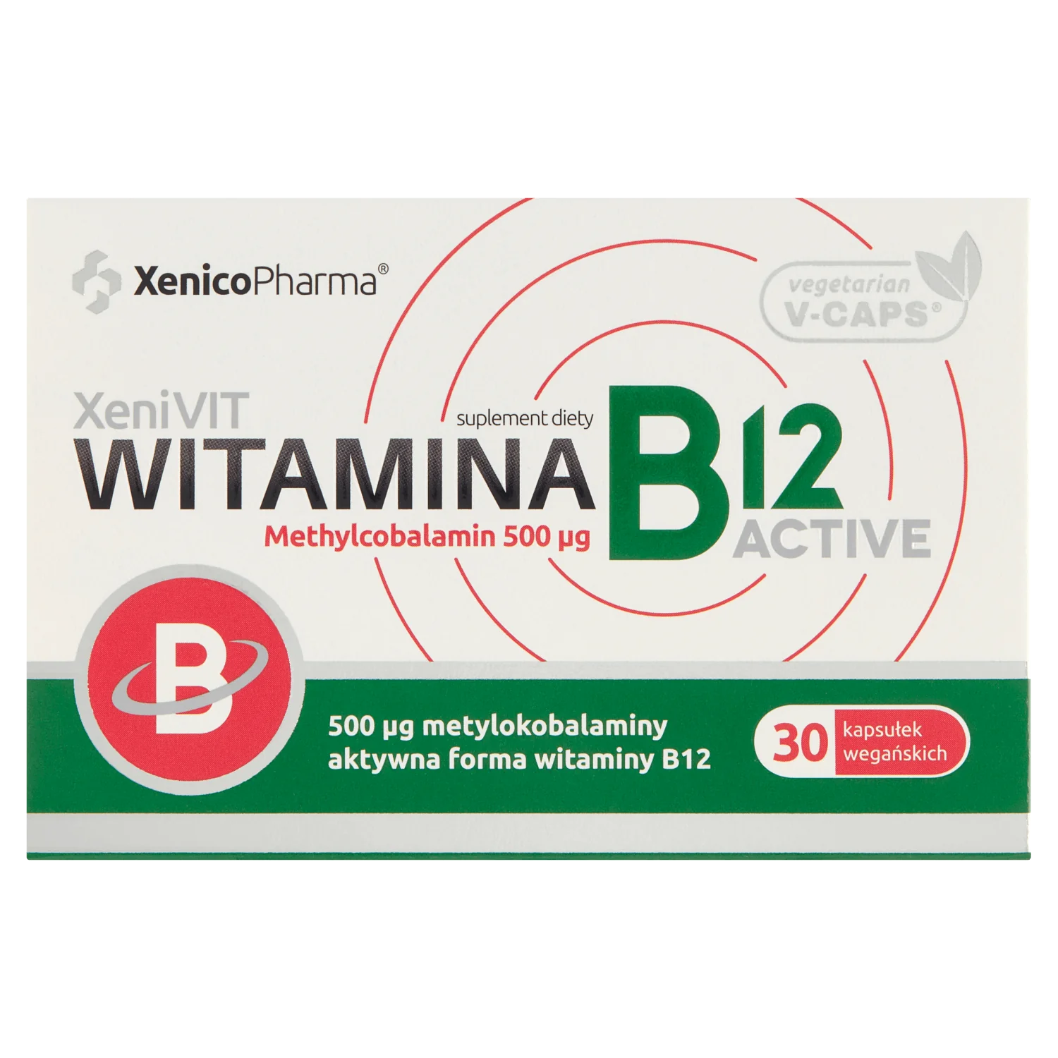 Witamina b12 active methylocobalamin, suplement diety, 500mcg, 30 kapsułek