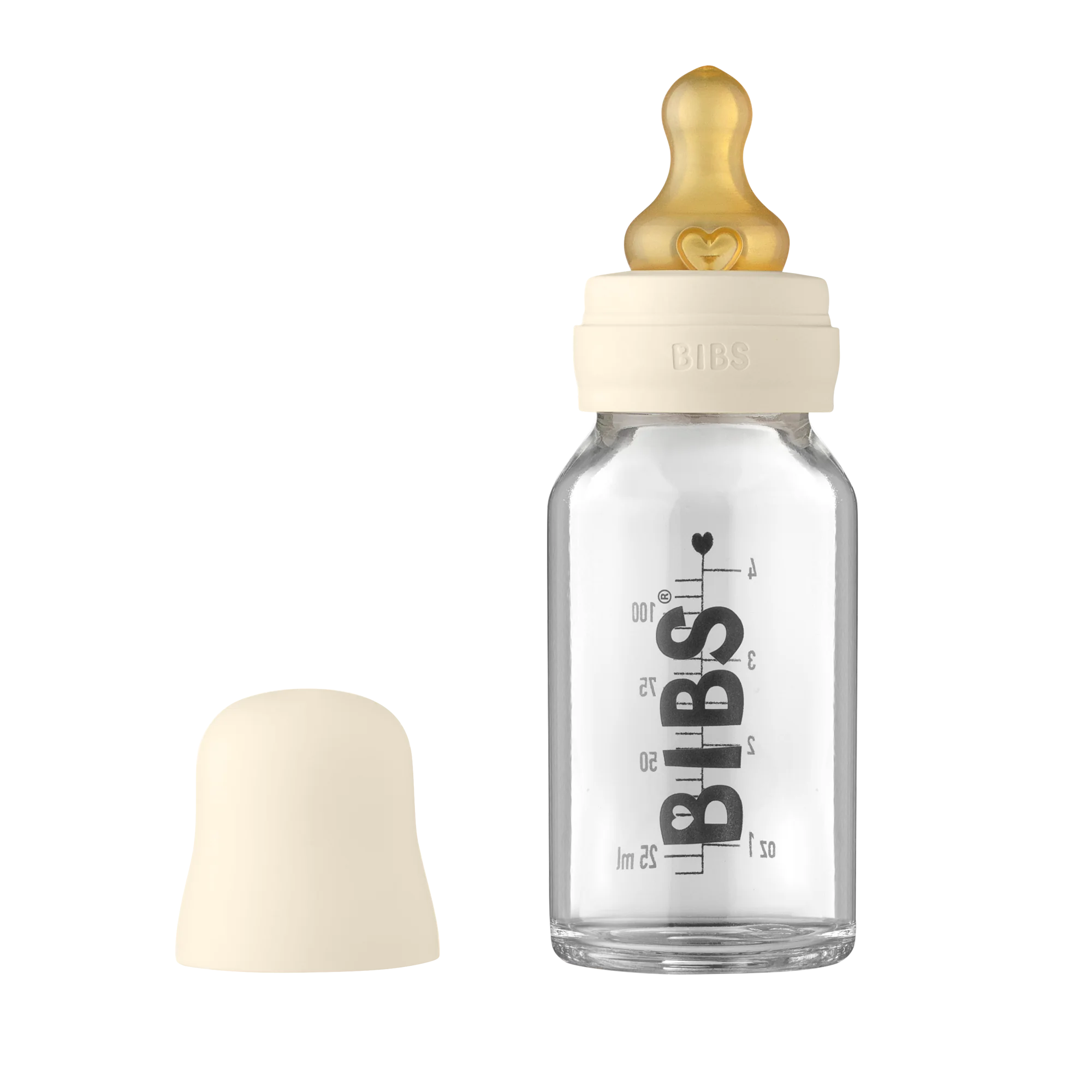 Bibs Ivory zestaw szklana butelka, 110 ml + smoczek