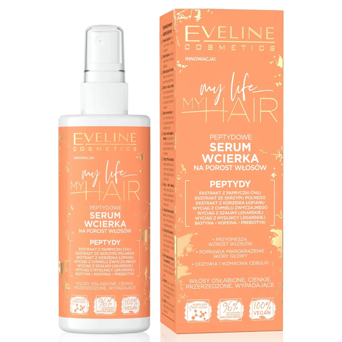 Eveline Cosmetics My Life My Hair, peptydowe serum-wcierka na porost włosów, 150 ml