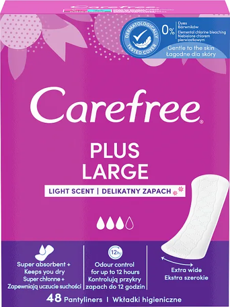 Carefree Plus Large, wkładki higieniczne delikatny zapach, 48 sztuk