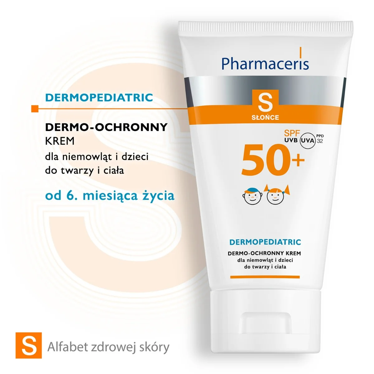 Pharmaceris S, krem ochronny na słońce do twarzy i ciała, dla niemowląt i dzieci, SPF 50+,125 ml