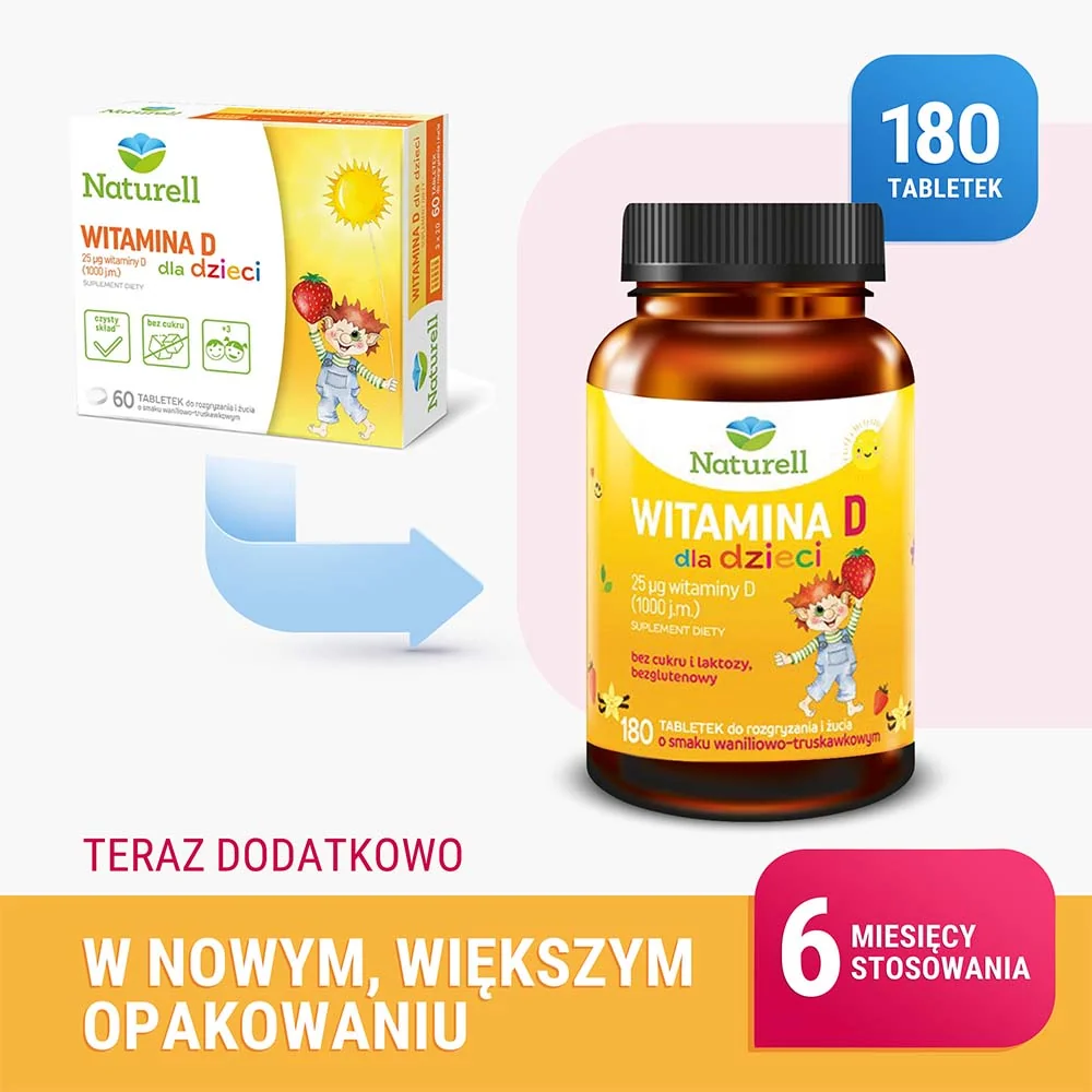 Naturell witamina D dla dzieci 180 tabletek