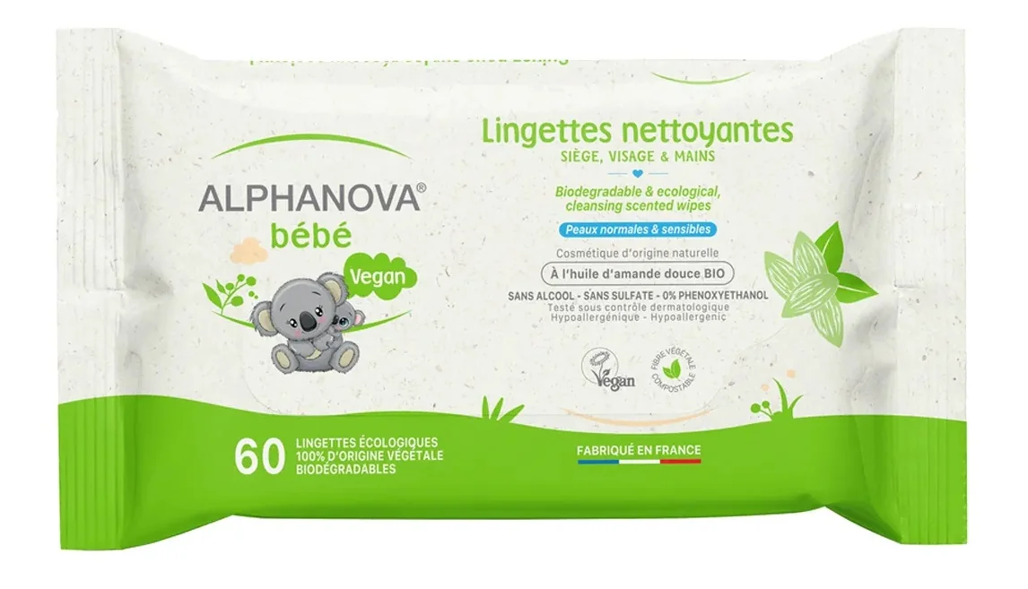 Alphanova Bebe, chusteczki nawilżane, 60 sztuk