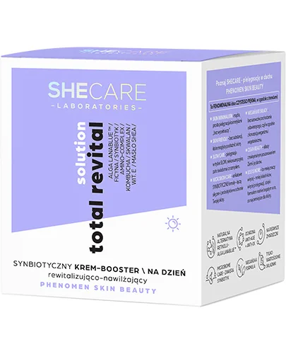 SheCare Total Revital Solution, synbiotyczny krem-booster na dzień rewitalizująco-nawilżający, 50 ml