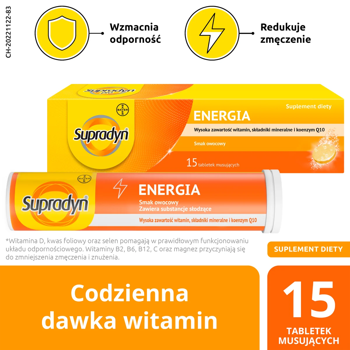 Supradyn Energia kompleks witamin dla osób aktywnych, 15 tabletek musujących