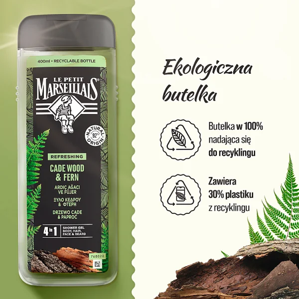 Le Petit Marseillais Żel pod prysznic dla mężczyzn drzewo cade & paproć, 400 ml