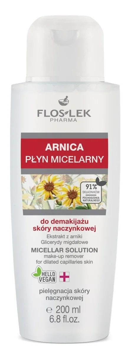 Floslek Arnica, płyn micelarny do skóry naczynkowej, 200 ml