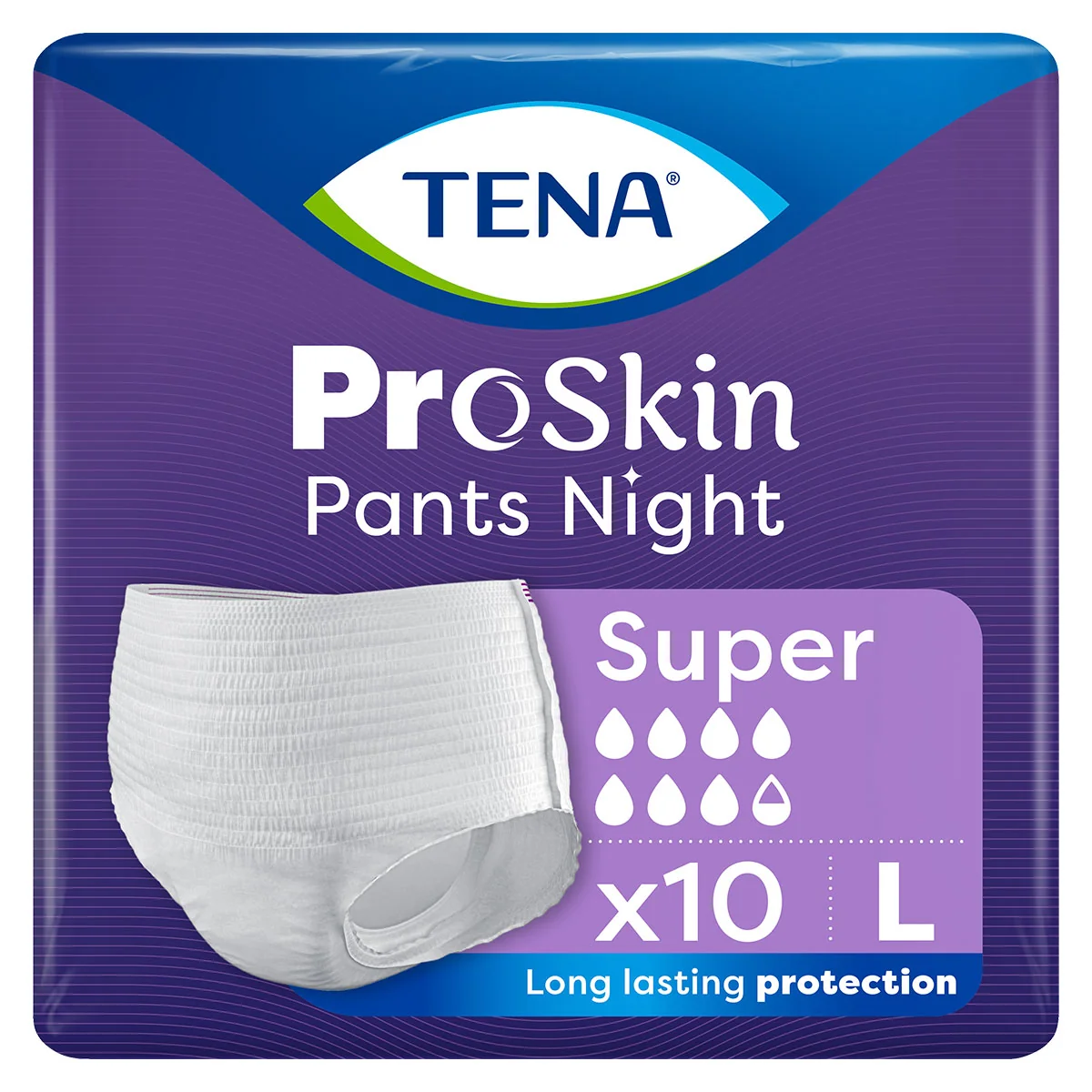 Tena Pants Proskin Super Night majtki chłonne, rozmiar L, 100-135 cm, 10 sztuk