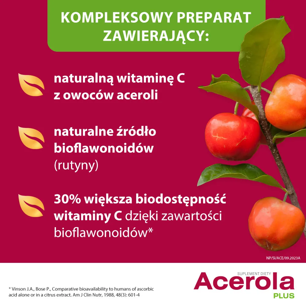 Acerola Plus, tabletki do ssania o smaku pomarańczowym, 60 szt. 
