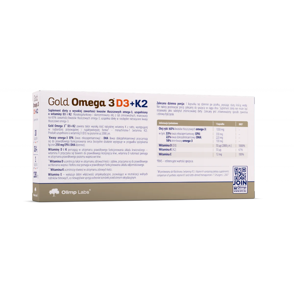 Olimp Gold Omega 3 D3+K2 suplement diety, 30 kapsułek miękkich