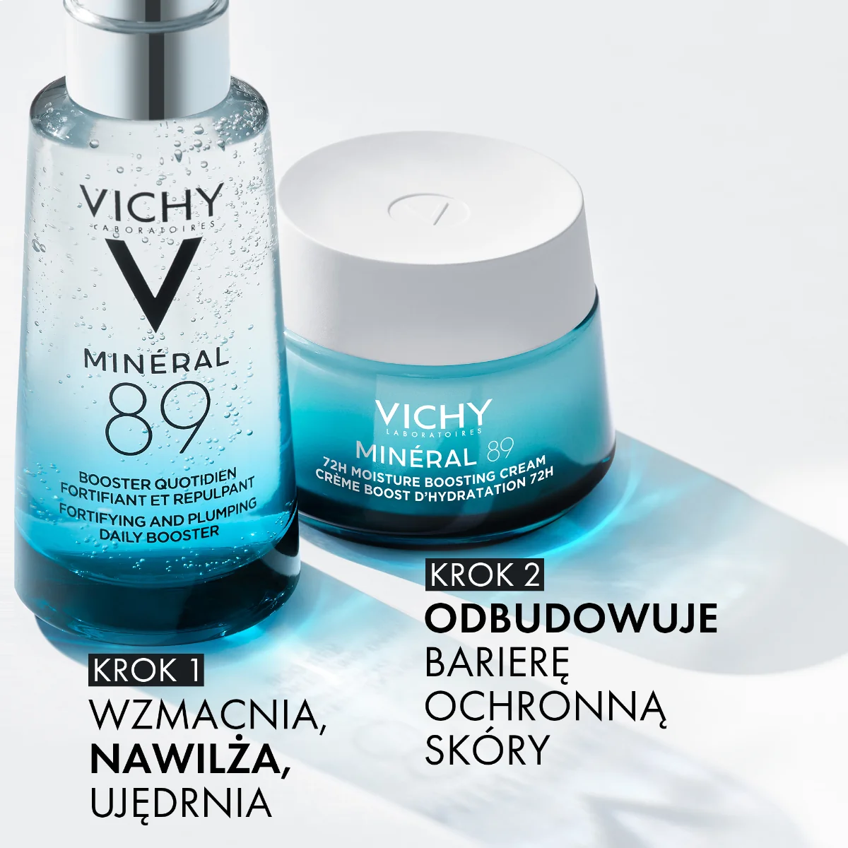 Vichy Minéral 89 lekki krem nawilżająco-odbudowujący 72h, 50 ml