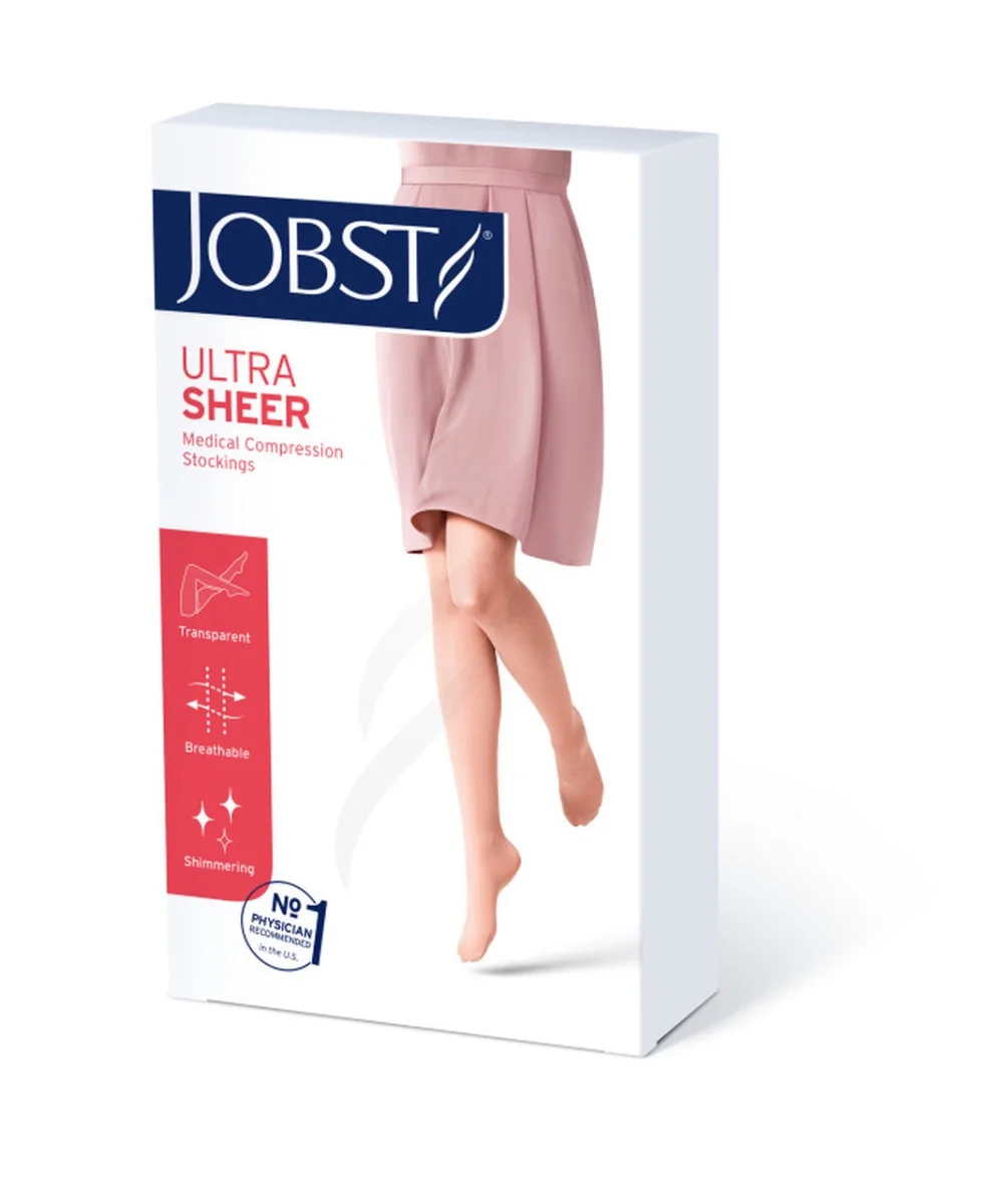 Jobst UltraSheer, podkolanówki CCL1, czarne, rozmiar V, zamknięte palce, 1 para 