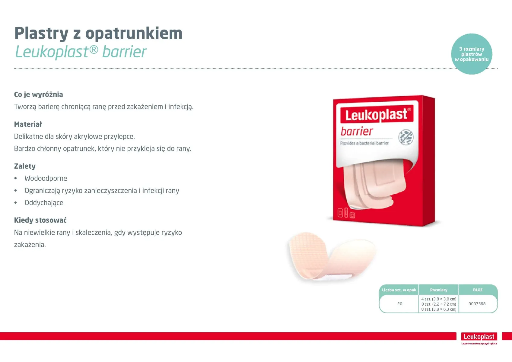 Leukoplast Barrier, plaster z opatrunkiem, 20 sztuk 