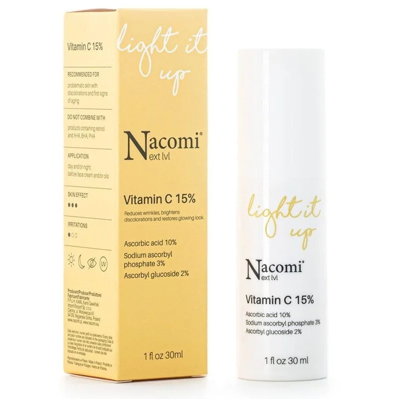 Nacomi Next Level Light It Up, serum do twarzy z witaminą C 15%, 30 ml