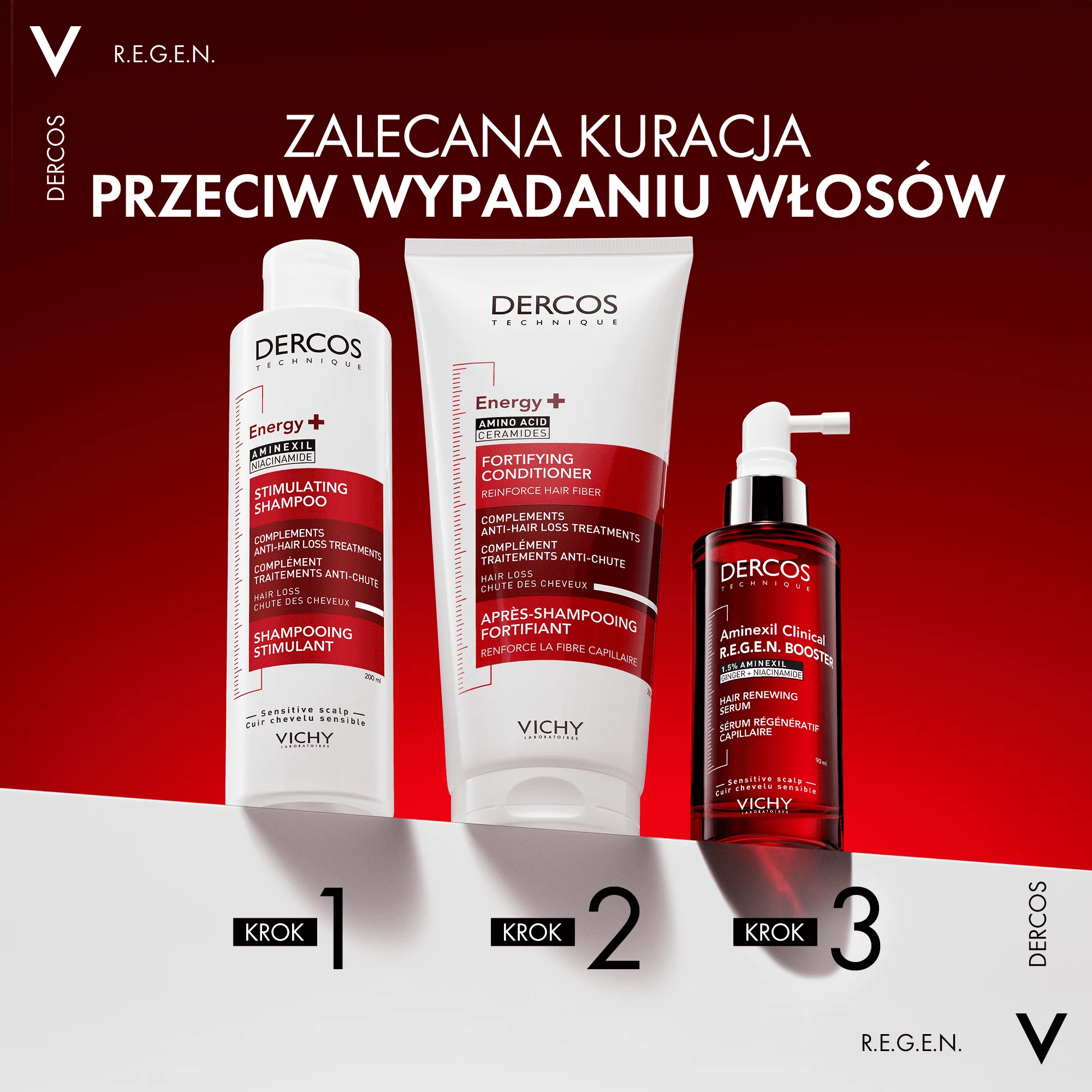 Vichy Dercos Aminexil Clinical R.E.G.E.N. Booster, Serum wzmacniające i stymulujące włosy, 90ml