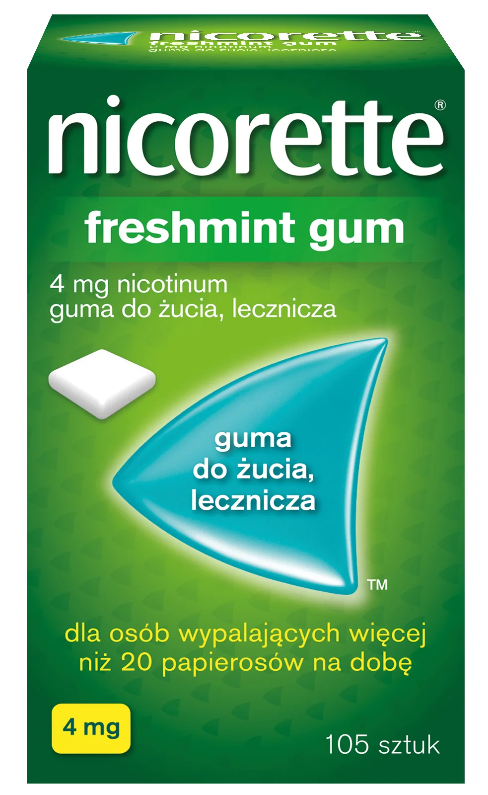 Nicorette Freshmint Gum, 4 mg, 105 gum do żucia