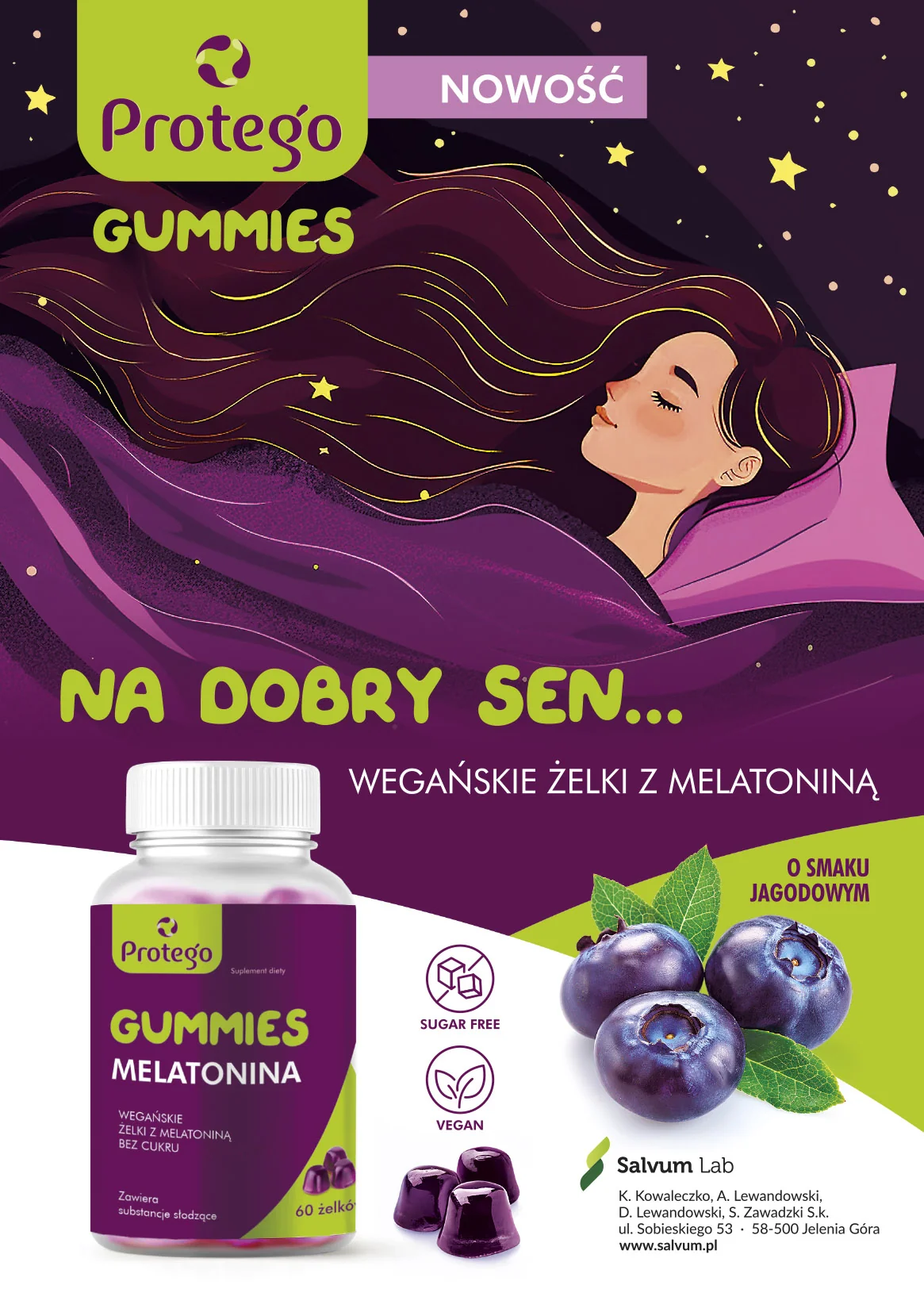 Protego Gummies Melatonina wegańskie żelki z meatoniną, 60 szt.