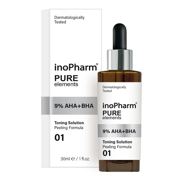 inoPharm Pure Elements, peeling do twarzy z kwasami 9% AHA + BHA, 30 ml