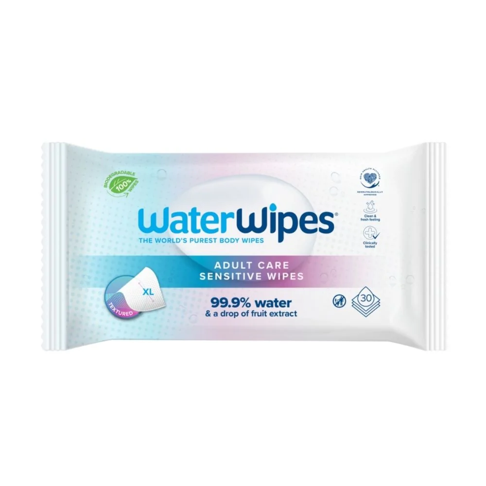 WaterWipes BIO Adult Care, Chusteczki nawilżane wodne dla dorosłych, 30 sztuk