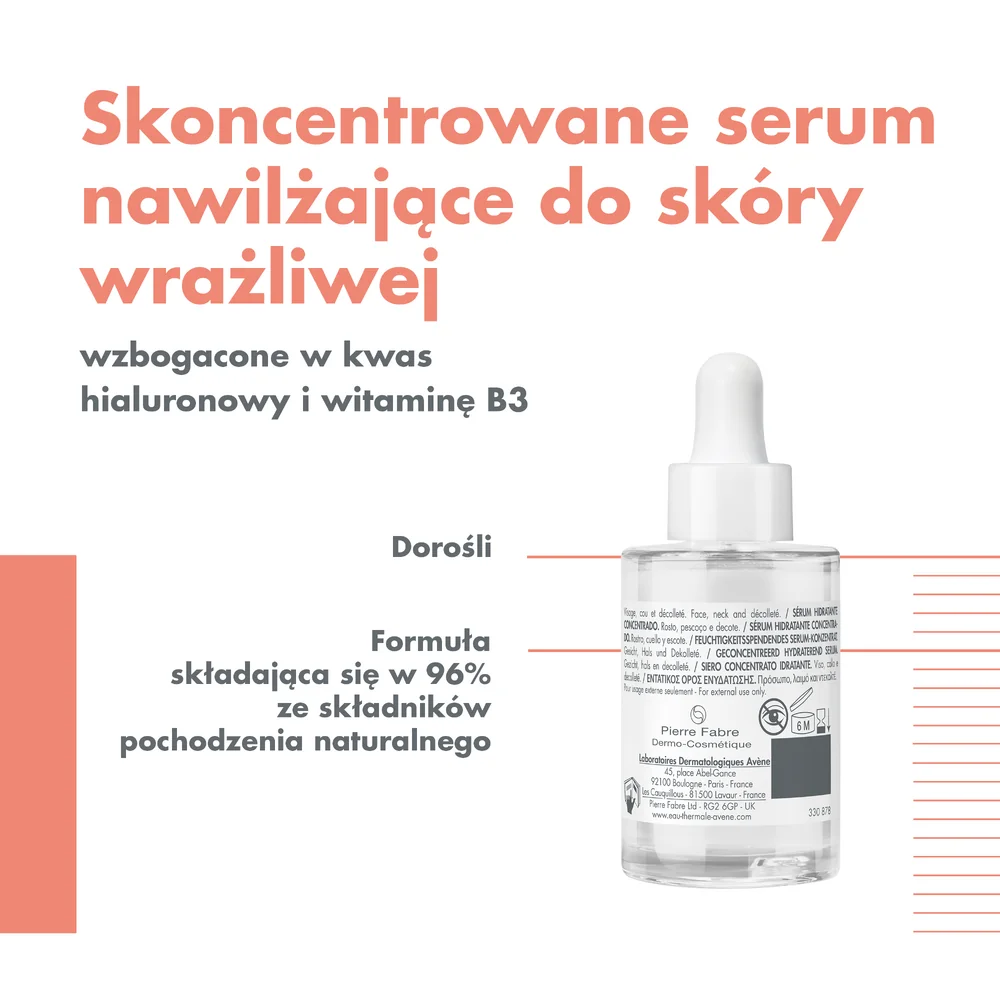 Avéne Hydrance Boost skoncentrowane serum nawilżające, 30 ml 