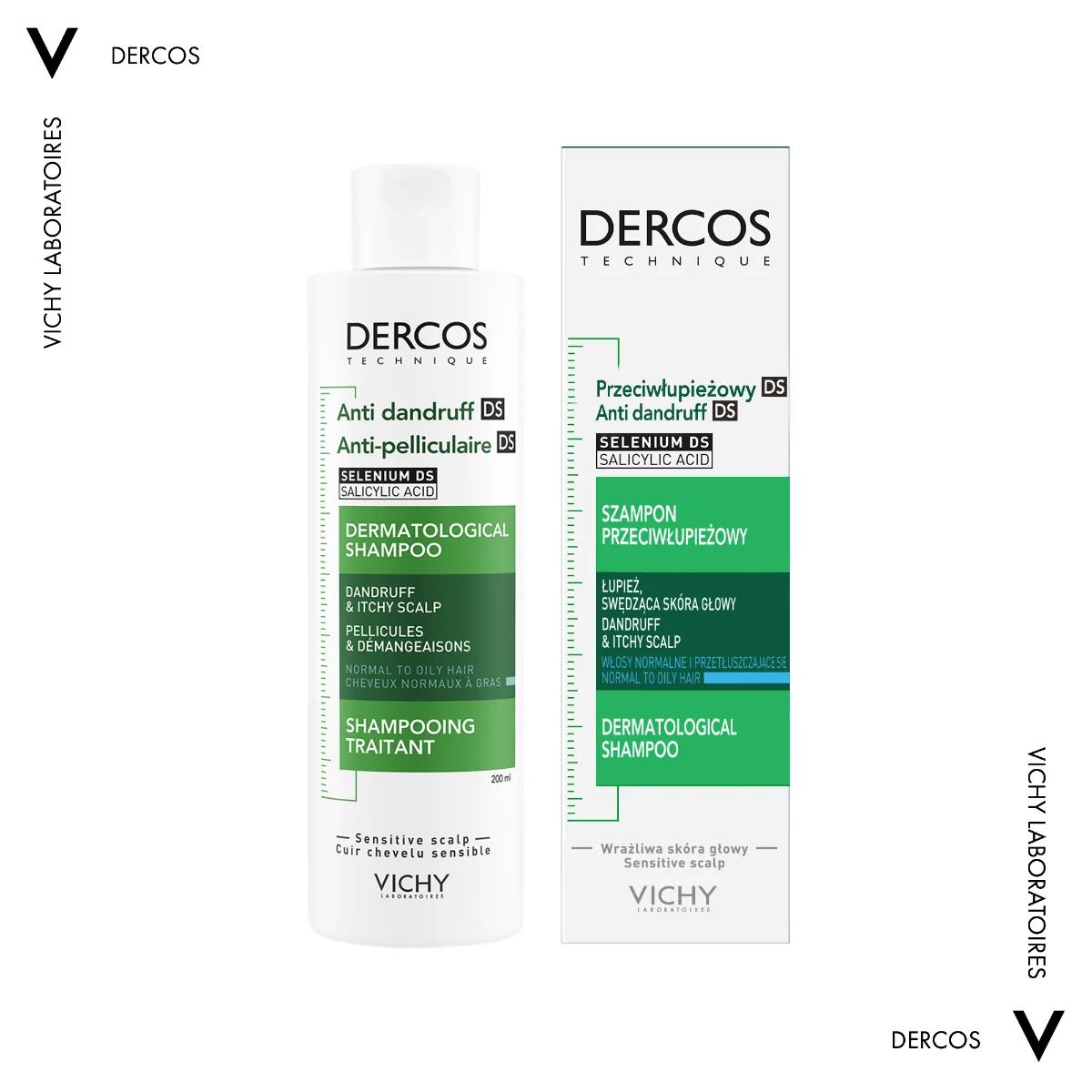 Vichy Dercos szampon p/łupieżowy wł. tłuste, 200 ml