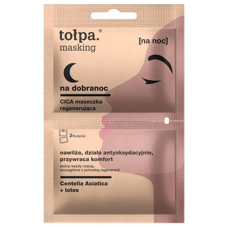 Tołpa Masking, na dobranoc, CICA maseczka regenerująca, 2x5 ml