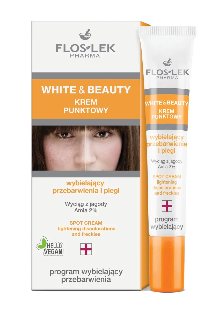 Floslek White and Beauty, krem punktowy wybielający przebarwienia i piegi, 20 ml