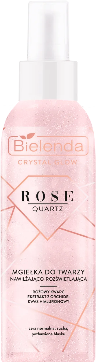 Bielenda Crystal Glow Rose Quartz, mgiełka do twarzy nawilżająco-rozświetlająca, 200 ml