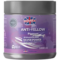RONNEY Silver Power Anti-Yellow Pigment maska do włosów blond, rozjaśnianych i siwych, 1000 ml