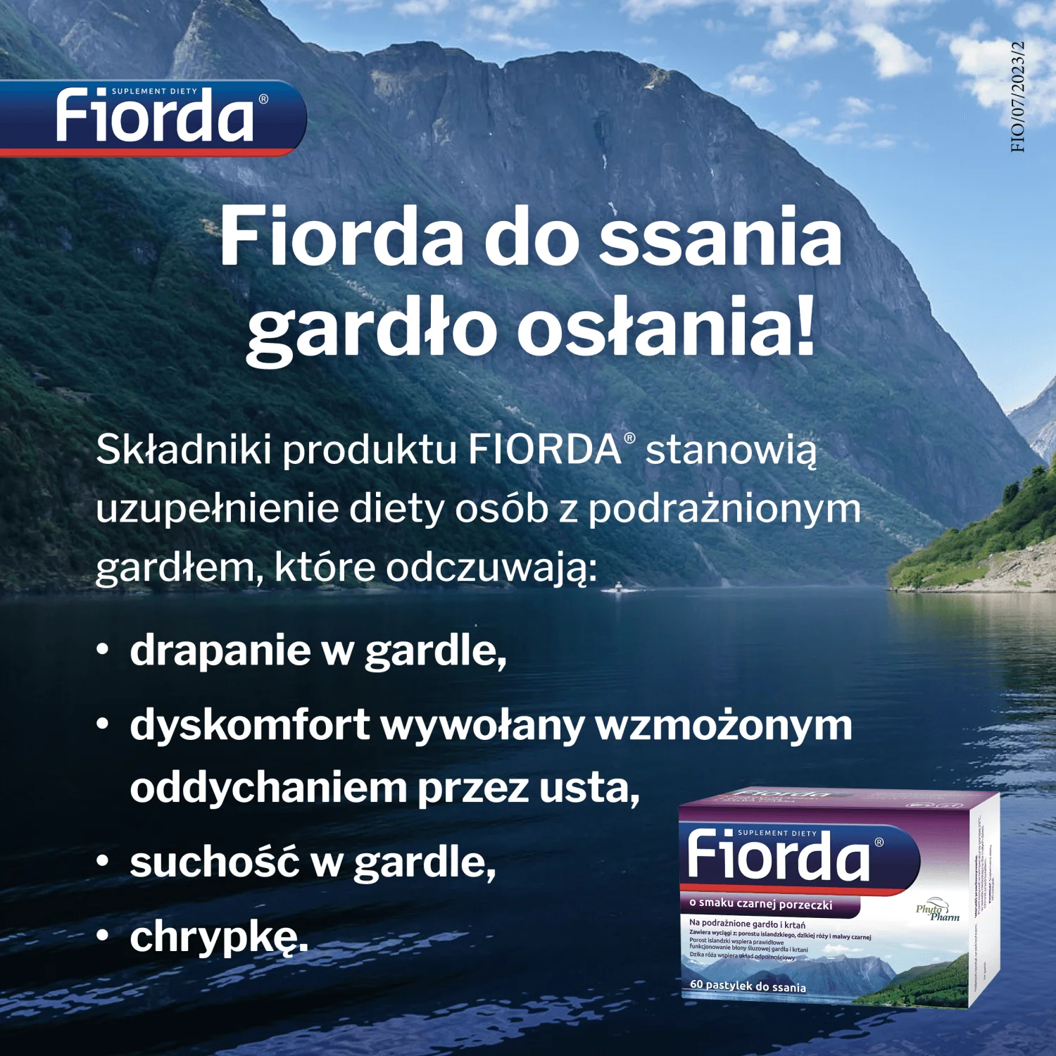 Fiorda 60 pastylek do ssania o smaku porzeczkowym