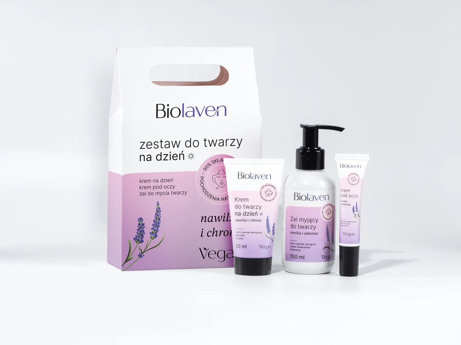 Biolaven zestaw do twarzy na dzień (torebka) 150 ml + 50 ml + 15 ml