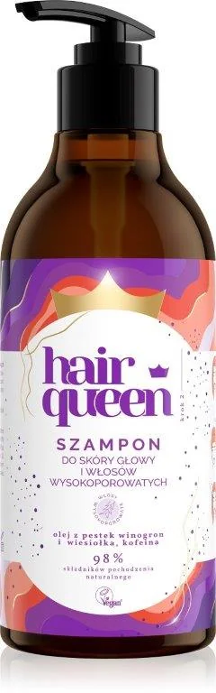 Hair Queen szampon do skóry głowy i włosów wysokoporowatych, 400 ml