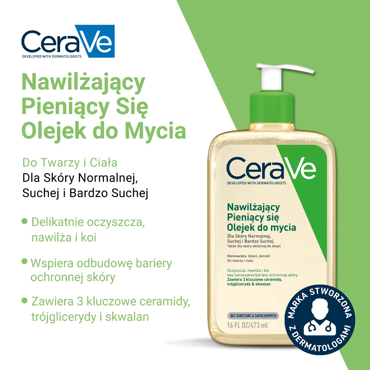 CeraVe nawilżający pieniący się olejek do mycia, 473 ml