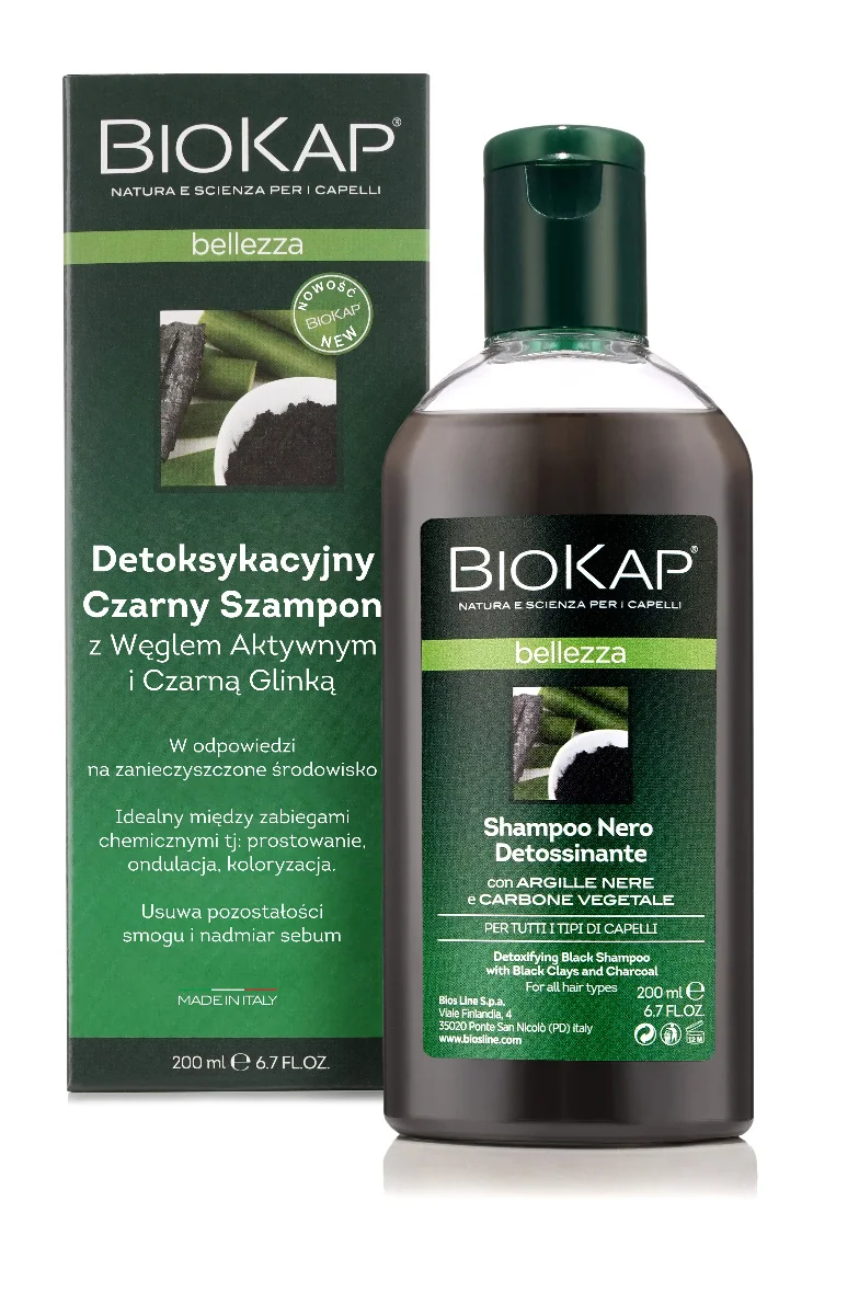 Biokap Bellezza, detoksykacyjny czarny szampon, 200 ml