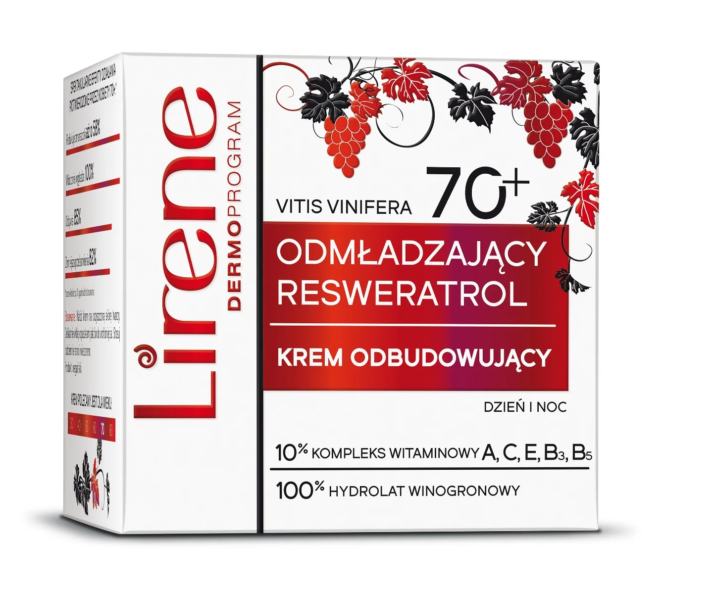 Lirene Resweratol przeciwzmarszczkowy krem odbudowujący 70+, 50 ml