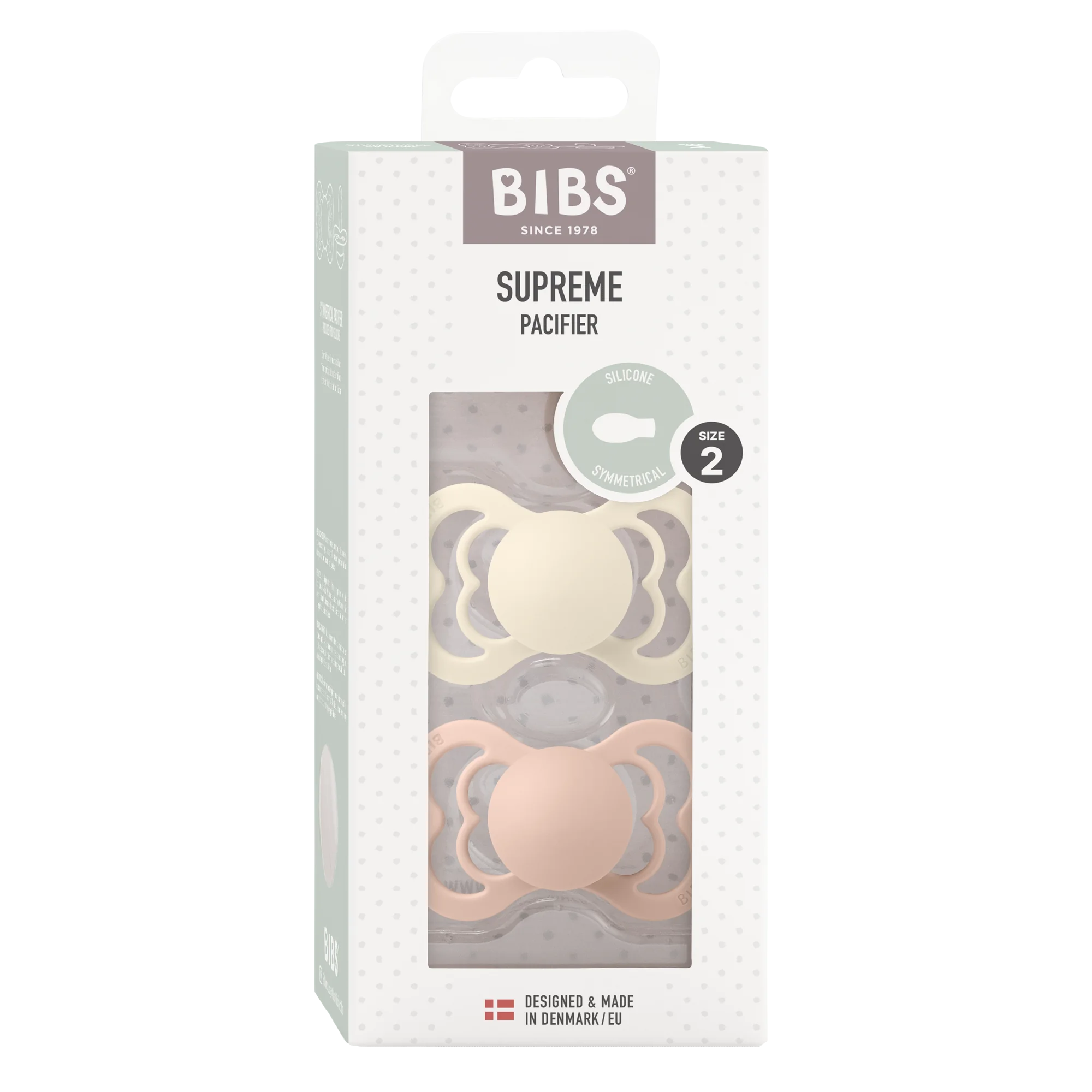 Bibs Pacifier Supreme Ivory & Blush smoczek lateksowy uspokajający, 2 szt.