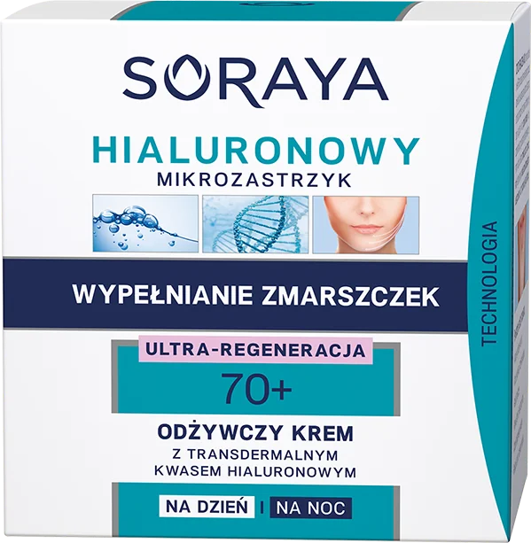 Soraya Hialuronowy mikrozastrzyk 70+, odżywczy krem na dzień i na noc, 50 ml