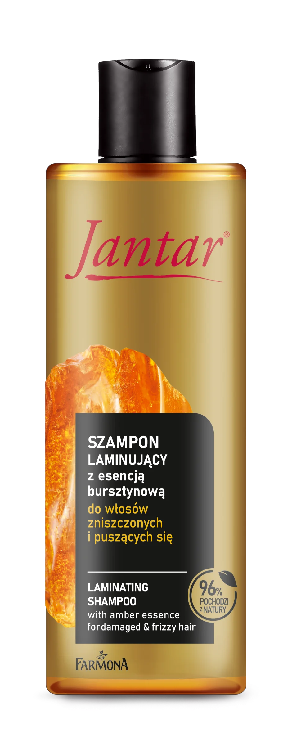 Jantar szampon laminujący do włosów zniszczonych i puszących się z esencją bursztynową, proteinami i ceramidami, 300 ml