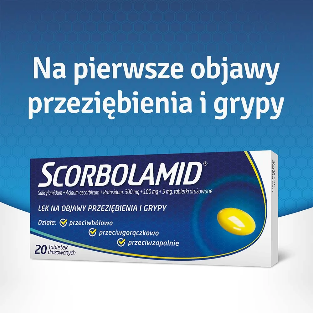 Scorbolamid, 300 mg + 100 mg + 5 mg, 20 tabletek drażowanych 