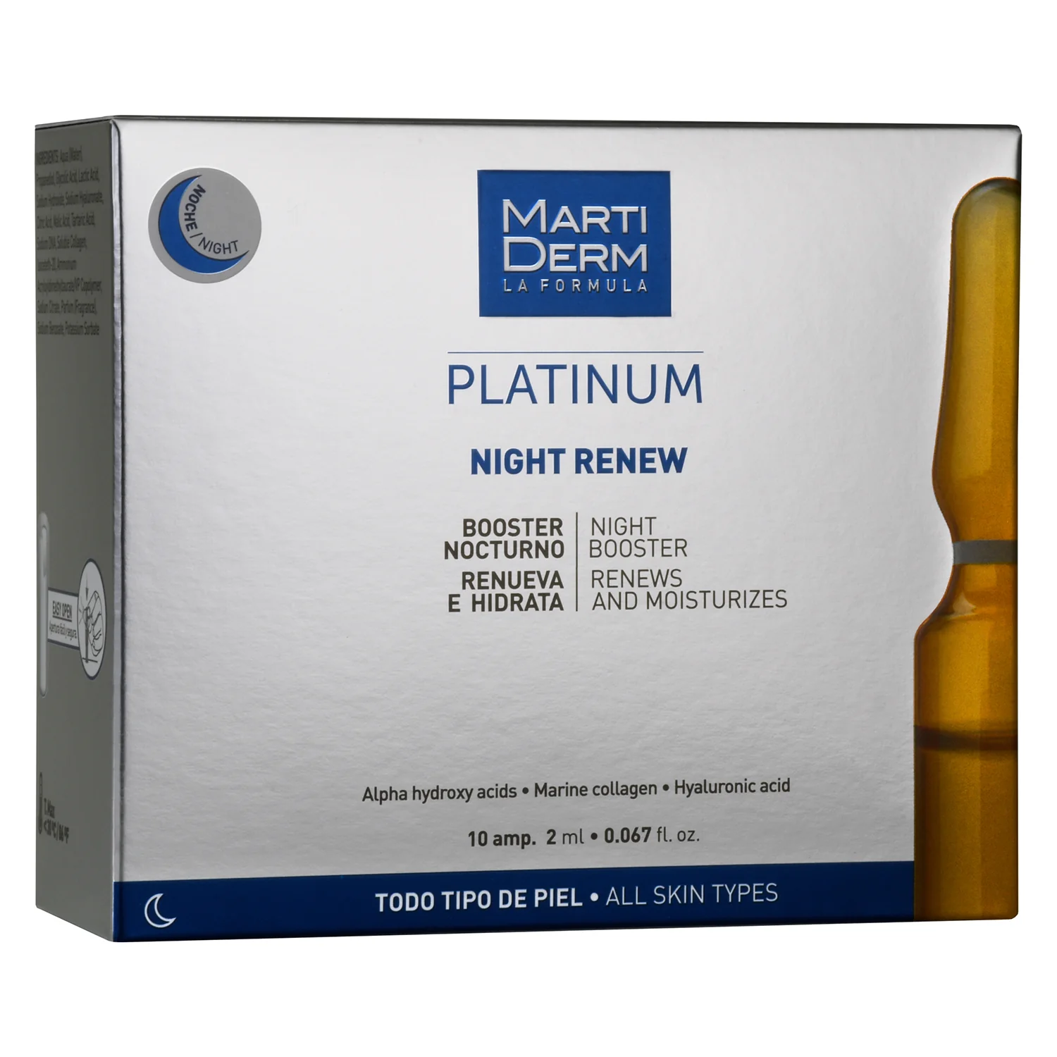 Martiderm Platinum Night Renew Ampoules, serum do twarzy w ampułce, 10 x 2 ml