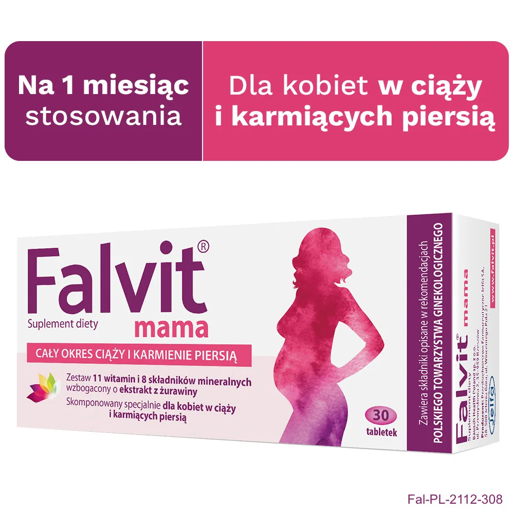 Falvit mama, zestaw witamin i składników mineralnych wzbogacony o ekstrakt z żurawiny