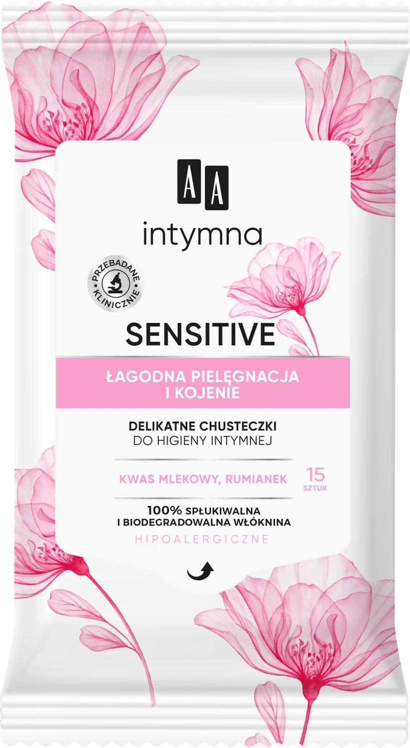 AA Intymna Sensitive, chusteczki do higieny intymnej, 15szt