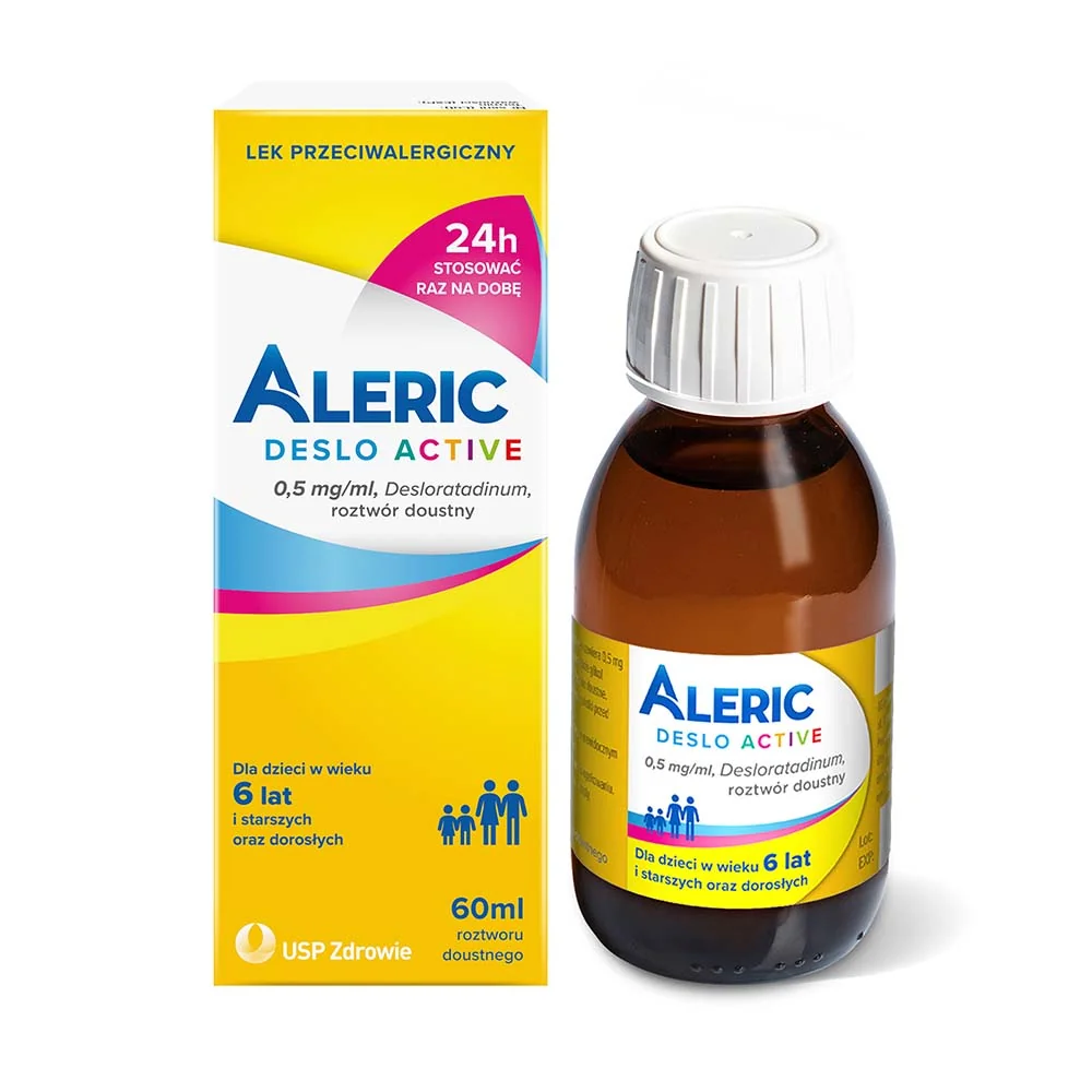 Aleric Deslo Active, 0,5mg/ml, lek przeciwalergiczny dla dzieci od lat 6, płyn doustny, 60 ml