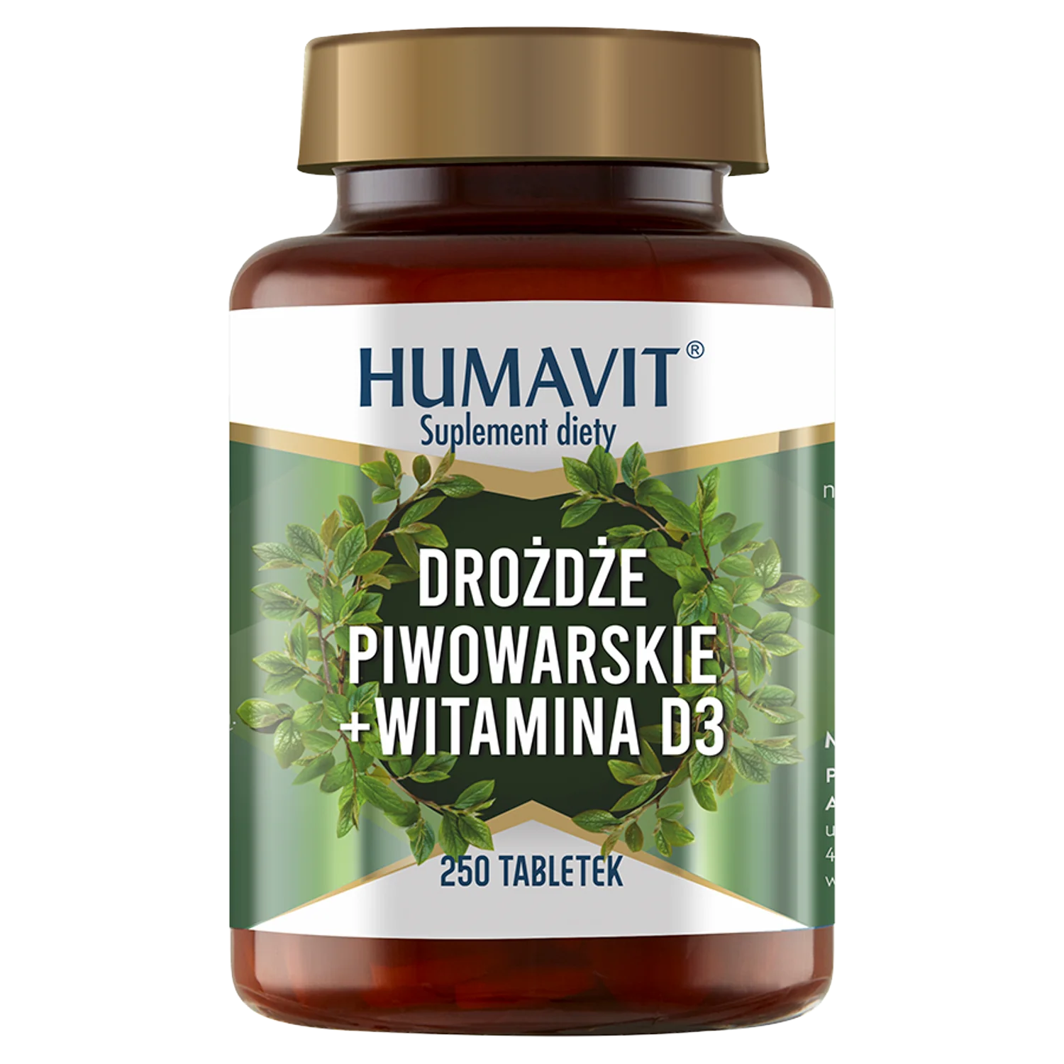 Humavit Drożdże piwowarskie + witamina D3, 250 tabletek